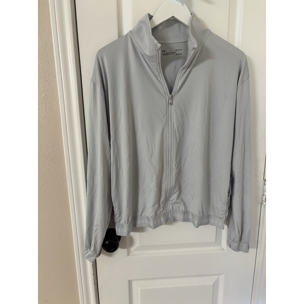 Womens Under Armour Loose Fit HeatGear Full Zip Grey Training Jacket Large